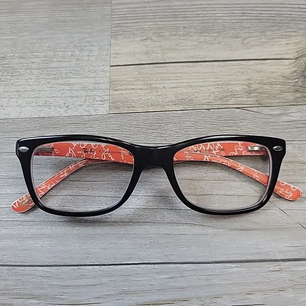 Ray-Ban RB5228 2479 Black/ Red White Logo Eyeglasses‎ FRAMES ONLY 50-17 140